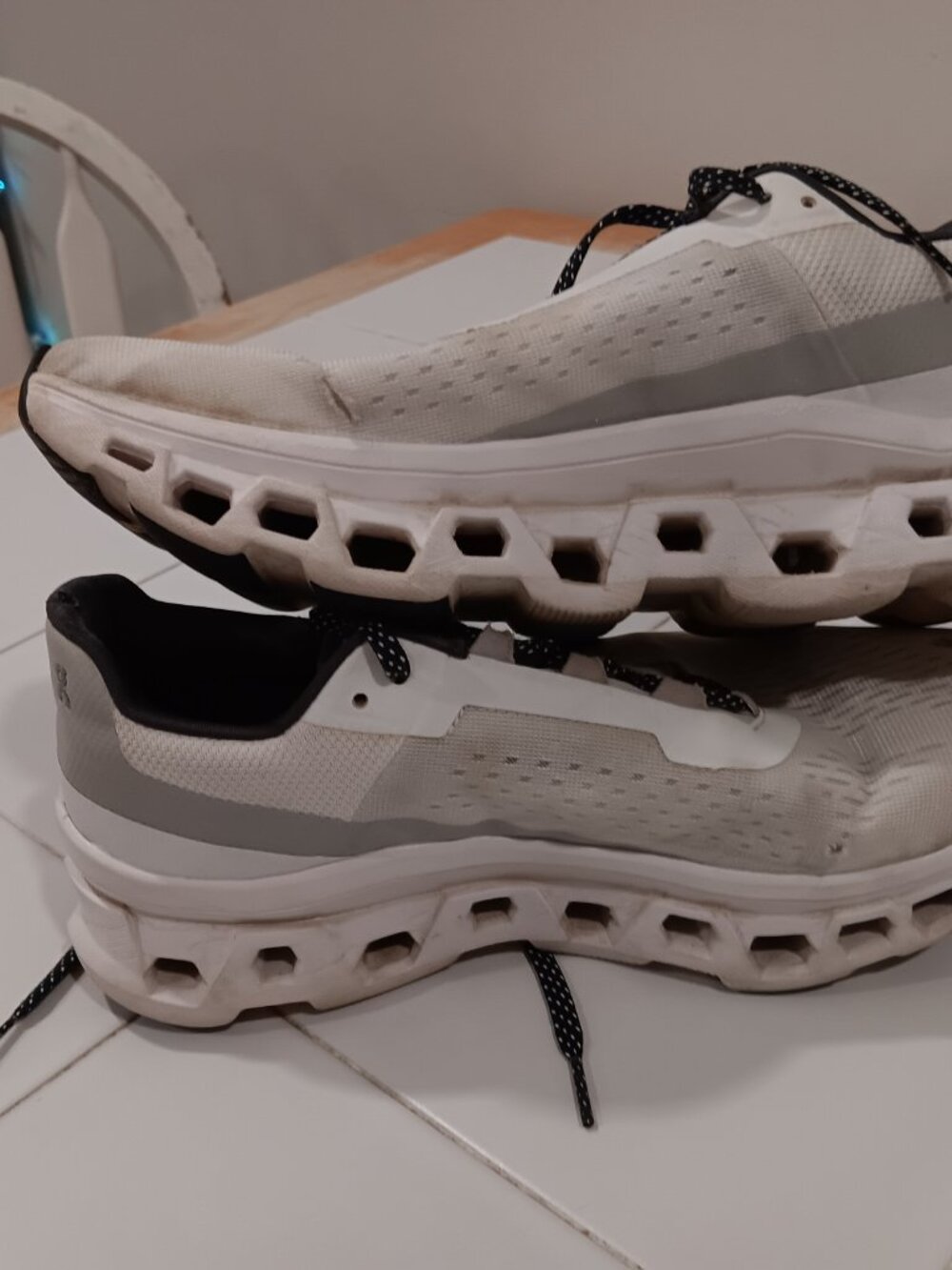 On Cloudmonster running shoes / White & Black / Size W10 - Picture 7 of 8